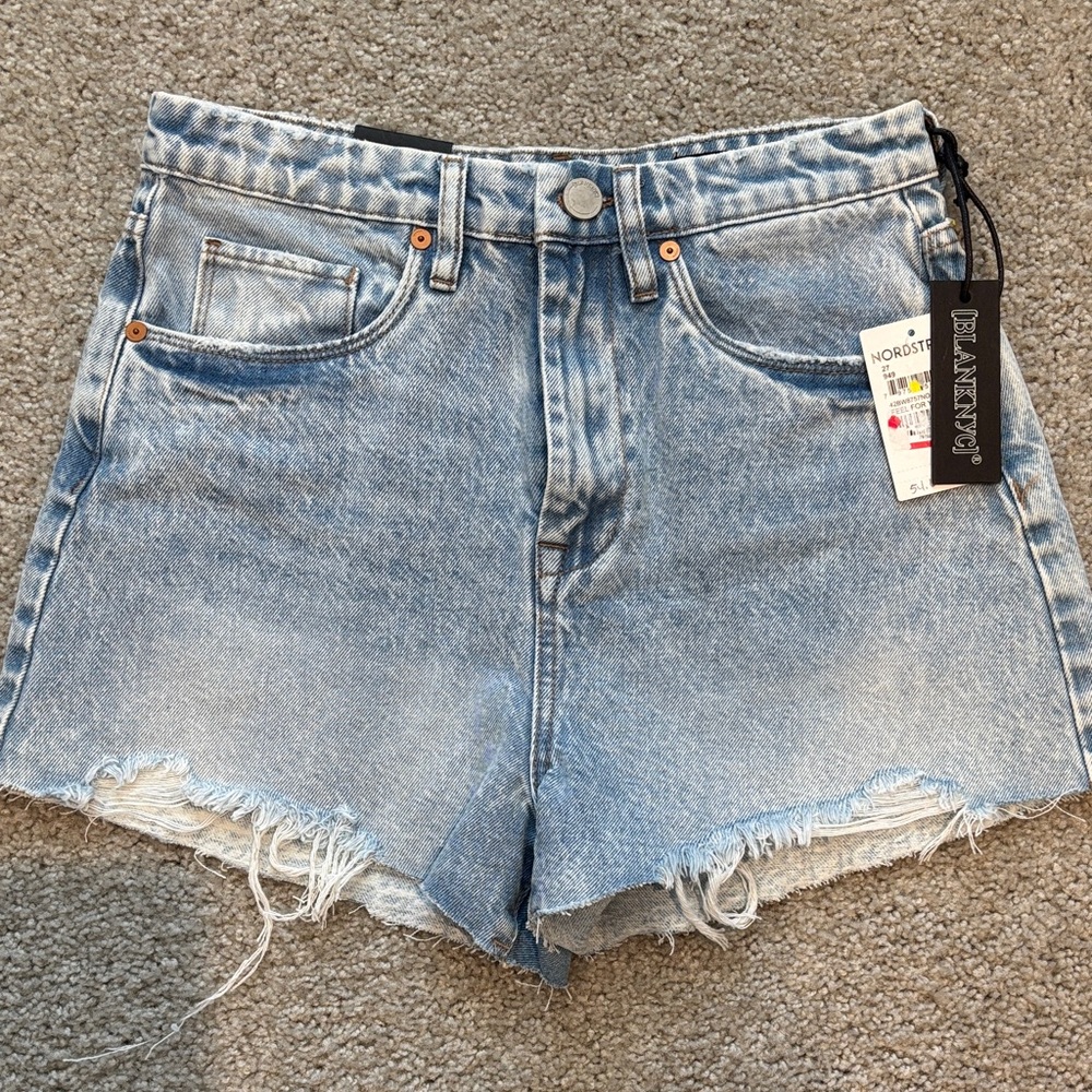 Blank NYC  ultra high rise Light Blue Frayed Jean Shorts size 27